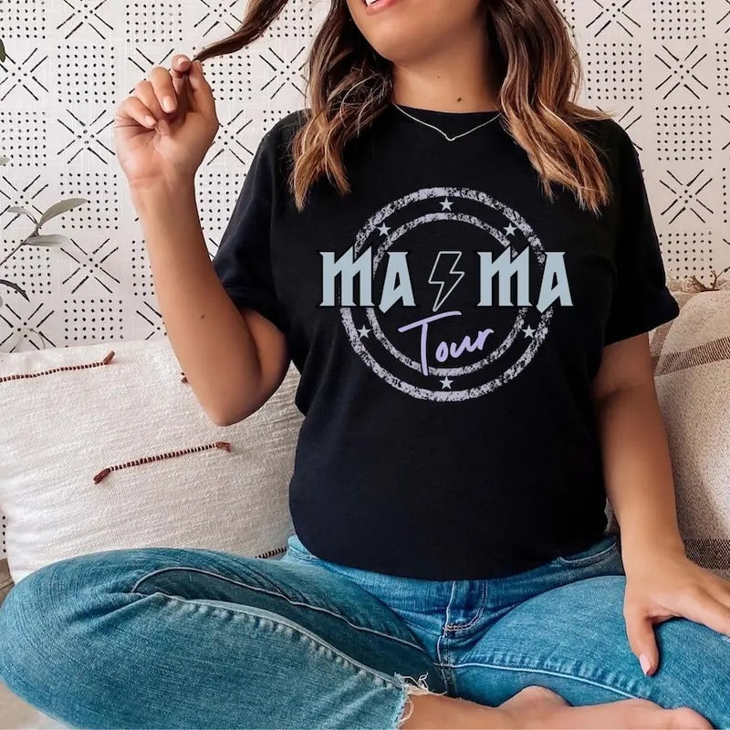 Mama rock tour shirt, mom life, concert tee, rock and roll, motherhood world tour, Mother Days shirt