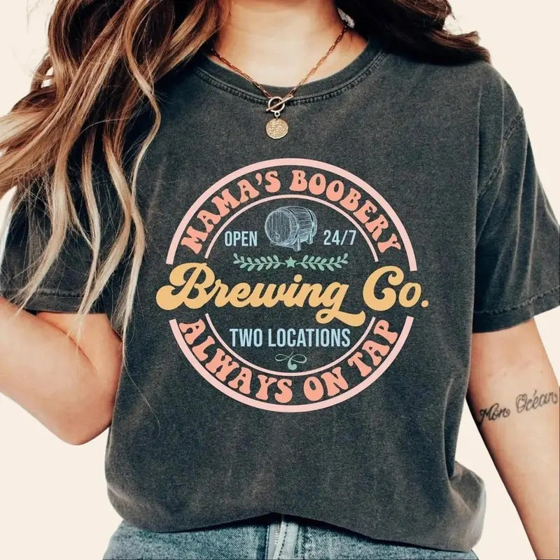 Mamas Boobery Breastfeeding Shirt Funny Mom Sweater - New Mom Gift - Crewneck by Always on Tap Brewing Co - Mamas Boobery Brewing Co