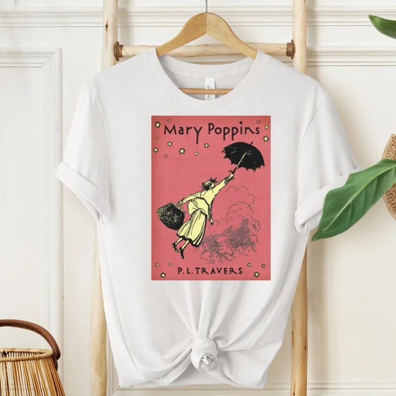 Mary Poppins Book Cover Shirt, Classic Literature Book Jacket Sweatshirt, Book Cover Art Print Shirt, Book Lover Shirt, Gift for Bookish Friend, Spoonful Of Suger Womenswear Tee