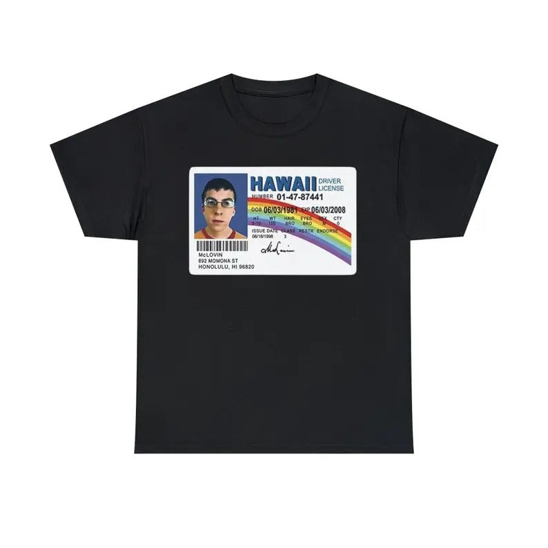 Mclovin from Superbad Funny Meme Graphic TShirt - Unisex Tee, Retro Graphic Merch Joke Crewneck Tropical Shortsleeve Casual Streetwear Top