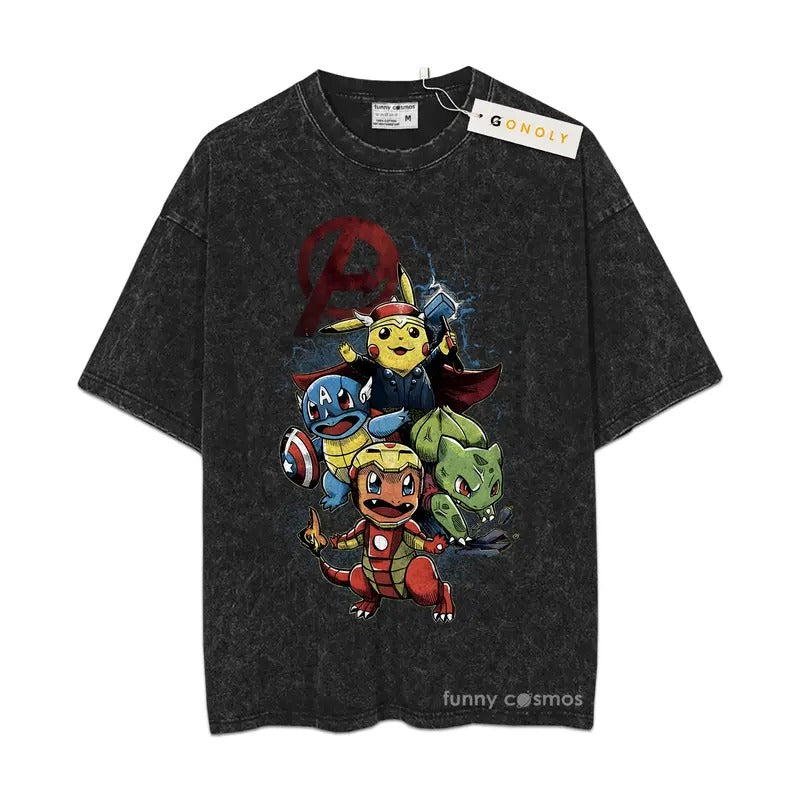 Mcu Avengers X Pokemon Sweatshirt, Pkm Sweatshirt, Anime, Vintage Sweater Vintage Sweatshirt