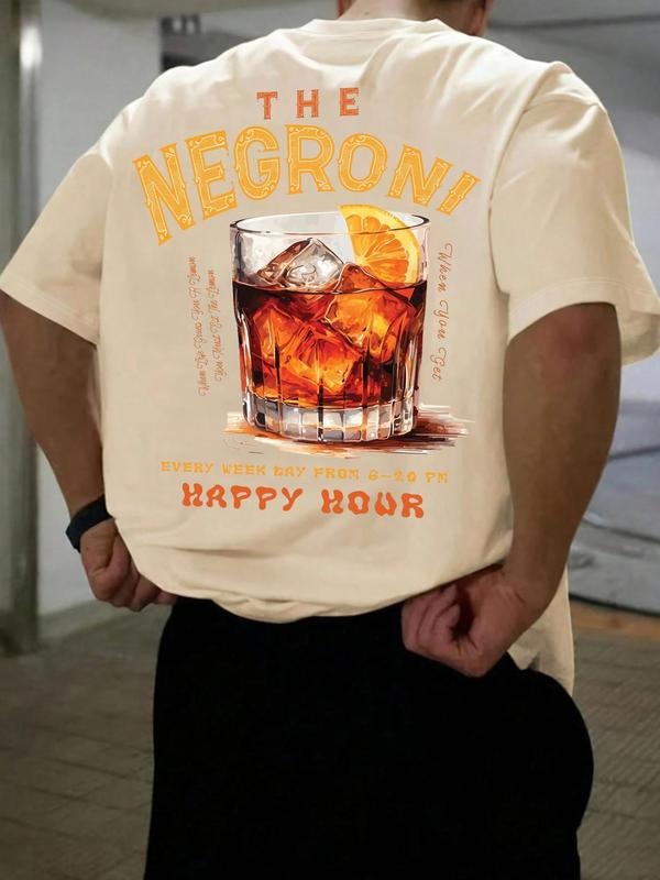 Men's Cartoon Graphic Print Round Neck Tee, Regular Fit Casual Short Sleeve T-shirt, Men's Summer Top for Daily Wear, Tropicalstyle{n002}2