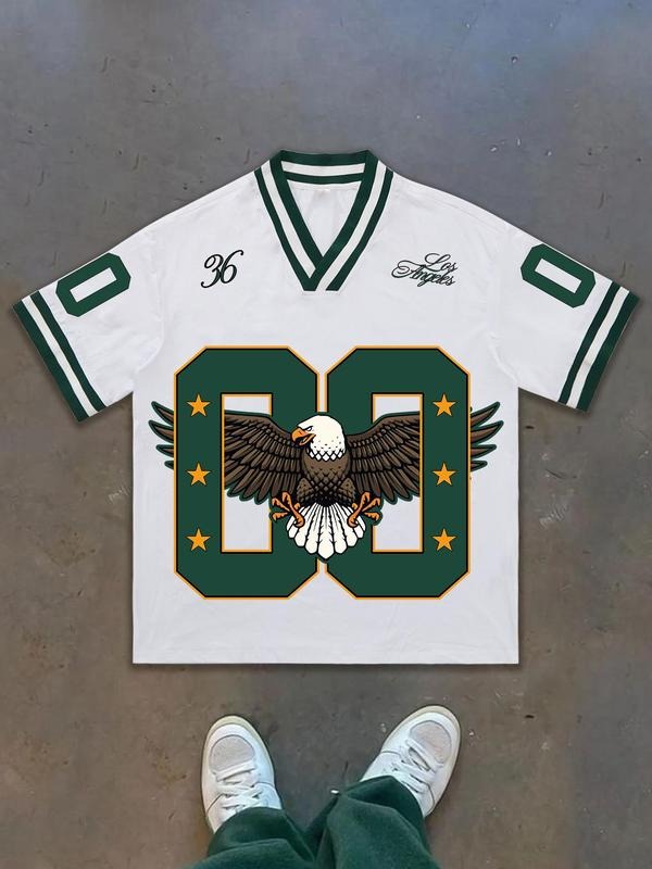 Men's Eagle Print Round Neck Graphic Tee, Regular Fit Casual Fashion Short Sleeve T-shirt for Summer, Men's Top for Daily Wear, Tropical