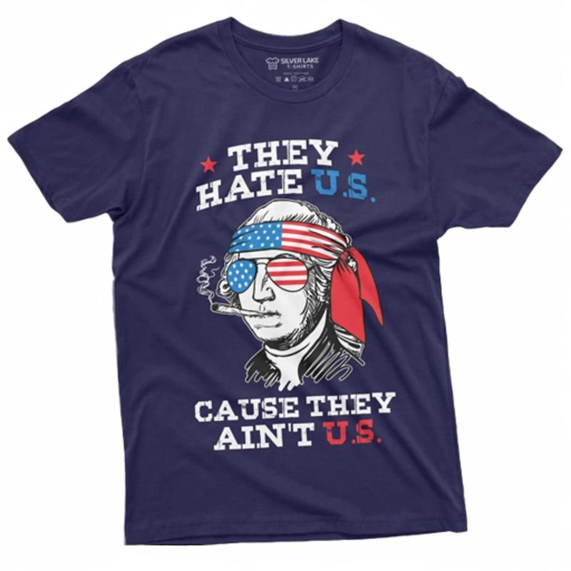 Men s Funny 4th of July Washington Graphic Shirt US Birthday Independence day adult shirt Washington with Cool party tee Menswear Top Underwear Streetwear Tshirt Tropical Shortsleeve Crewneck Round Neck Human T-Shirt