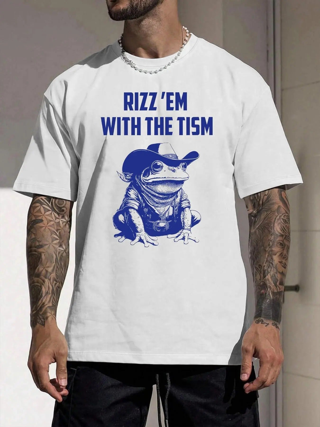 Men's Funny Cartoon Frog & Letters Print Round Neck Tee, Regular Fit Casual Short Sleeve Crew Neck T-shirt, Men's Top for Daily Wear