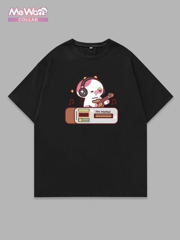 Men's Regular Fit Cartoon Highland Cow Print Short Sleeve Graphic Tee, Casual Round Neck T-shirt for Daily Wear, Men's Top for Summer, Tropical