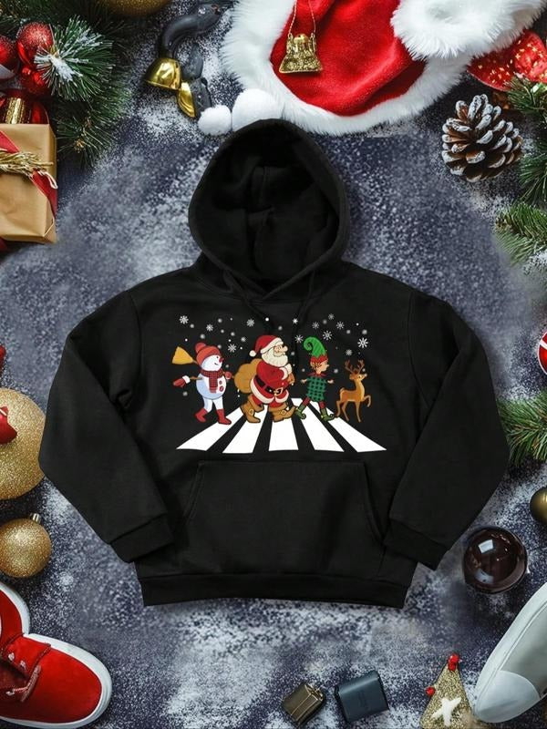 Men's Regular Fit Festival Themed Graphic Pocket Hoodie, Casual Comfy Long Sleeve Hooded Sweatshirt for Fall & Winter, Men's Clothes for Daily Wear