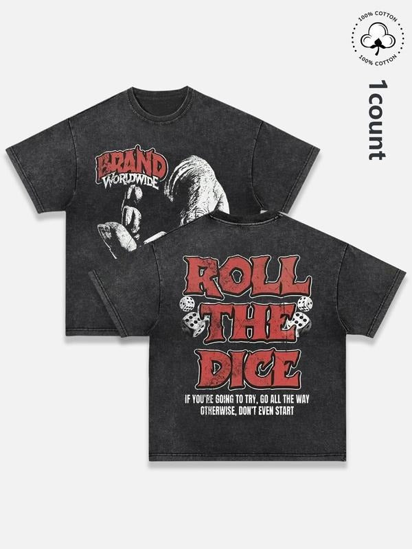 Men's Vintage Graphic Print Round Neck Tee, Regular Fit Casual Short Sleeve T-shirt, Men's Summer Top for Daily Wear, Tropical, Cotton