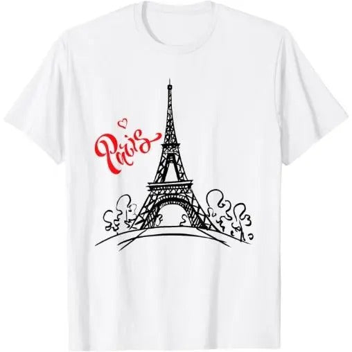 Men's Women's Kids Paris France Eiffel Tower Graphic Design T-Shirt Made in USA
