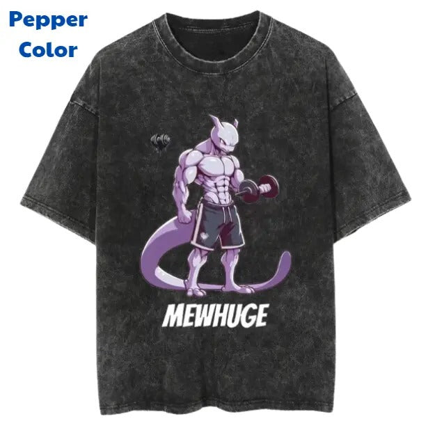 Mewhuge Vintage Tee, Mewtwo T-Shirt, Pokemon Tee, Anime Shirt, Animation Graphic Tees, Gym Shirt, Unisex T-Shirt, Gift For Men Women