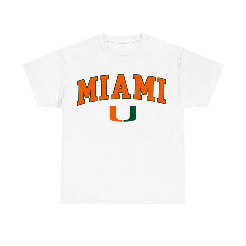 Miami Shirt, NCAA Collection Unisex Crewneck Sport Tee, Graphic Team Collection Shirt, Gift for NCAA Fans, for Men, for Women Menswear