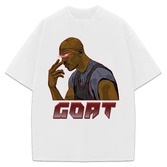 Michael Jordan Goat Death Stare Comic Last Dance Style Graphic 90's Bulls T-Shirt Crewneck Cotton