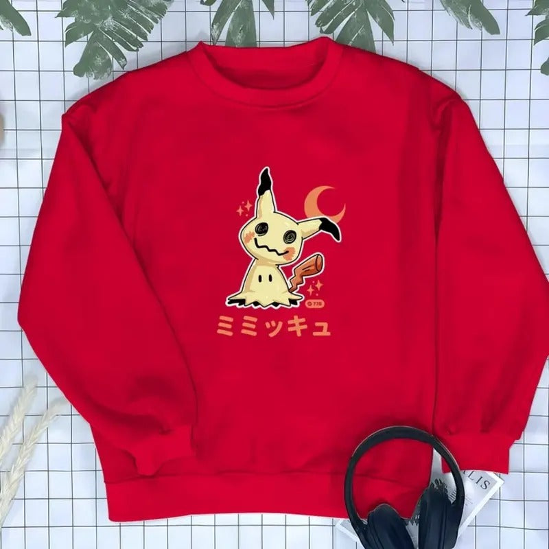 Mimikyu Anime Sweatshirt Funny Shirt Grunge Streetwear Novelty Shirt Japanese Anime Mimikyu Hoodie Gift, Pokemon Shirt, Pokemon Merch, Manga Shirt, Pokemon for fan, Gift for him, Gift for her Menswear Top Streetwear  Pullover Sweaters Long Sleeve Sweatshi