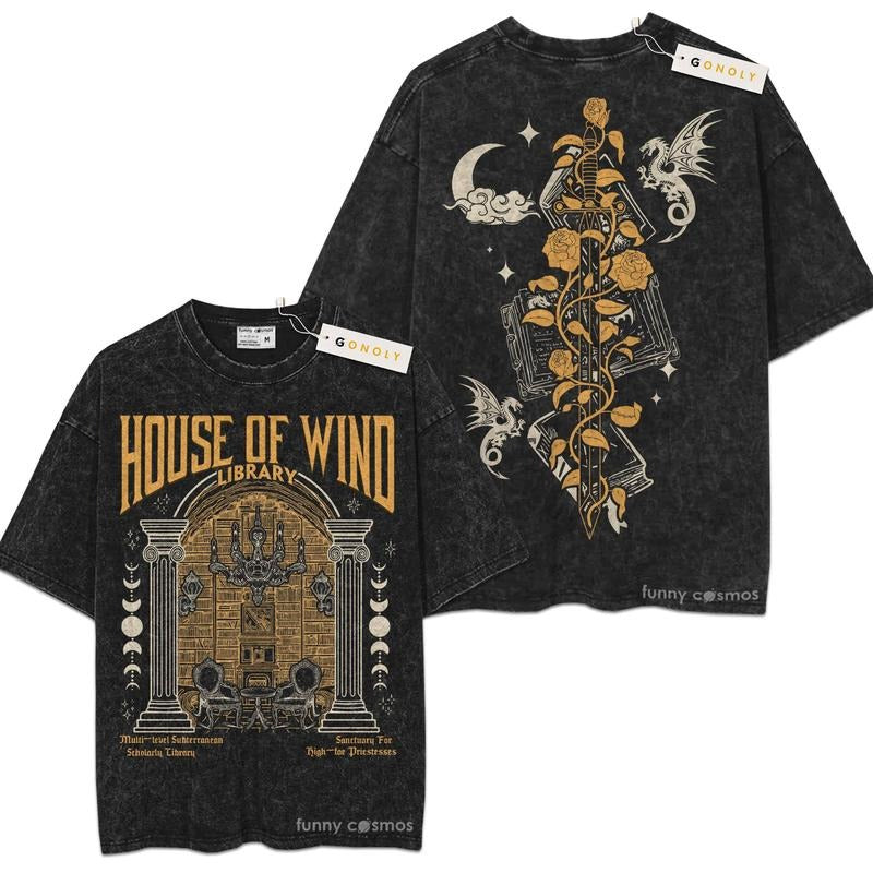 Mineral Wash  Acotar House Of Wind Library For Fans Lover Book, Bookish, Graphic Washed Style Shirt