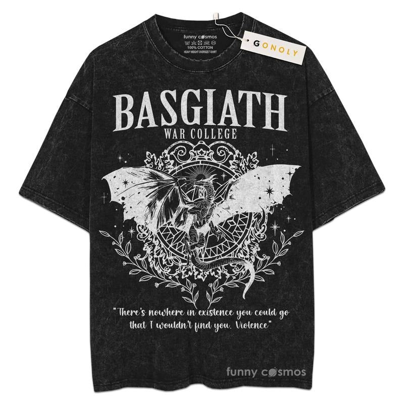 Mineral Wash  Basgiath War College Fourth Wing Shirt For Fans Lover Book, Bookish, Graphic Washed Style Shirt