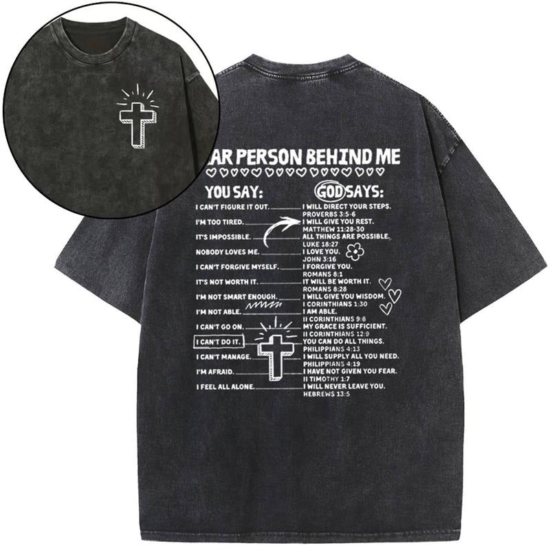 Mineral Wash  Dear Person Behind Me Christian Washed TShirt Jesus Graphic Washed Style Shirt