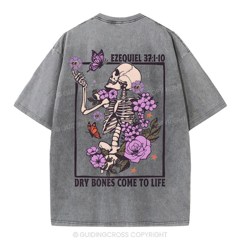 Mineral Wash  Dry Bones Come To Life Christian Washed TShirt Jesus Graphic Washed Style Shirt