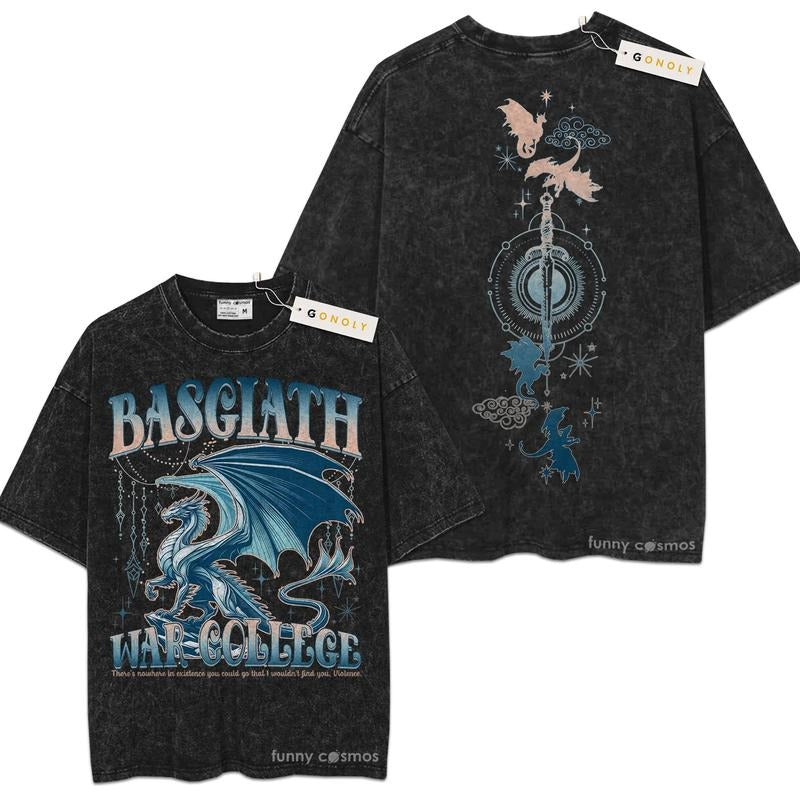 Mineral Wash  Fourth Wing Basgiath War, Trendy Book Dragon For Fans Lover Book, Bookish, Graphic Washed Style Shirt