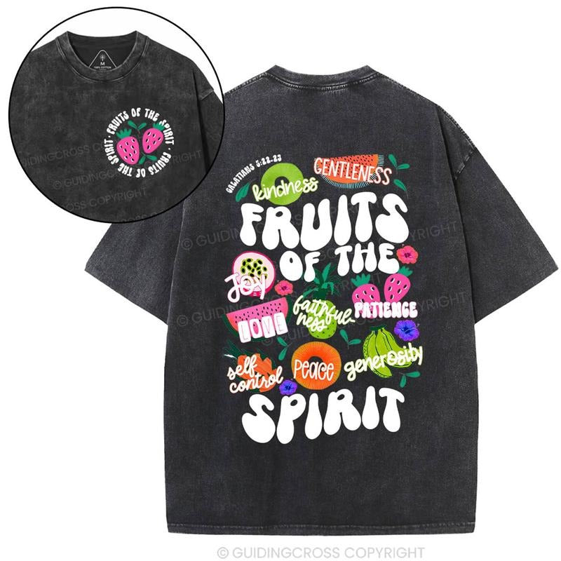 Mineral Wash  Fruit Of The Spirit Christian Washed TShirt Jesus Graphic Washed Style Shirt