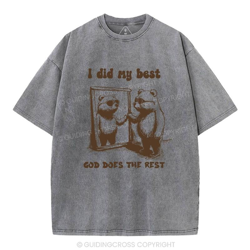 Mineral Wash  God does the rest Christian Washed Shirt Jesus Graphic Washed Style Shirt