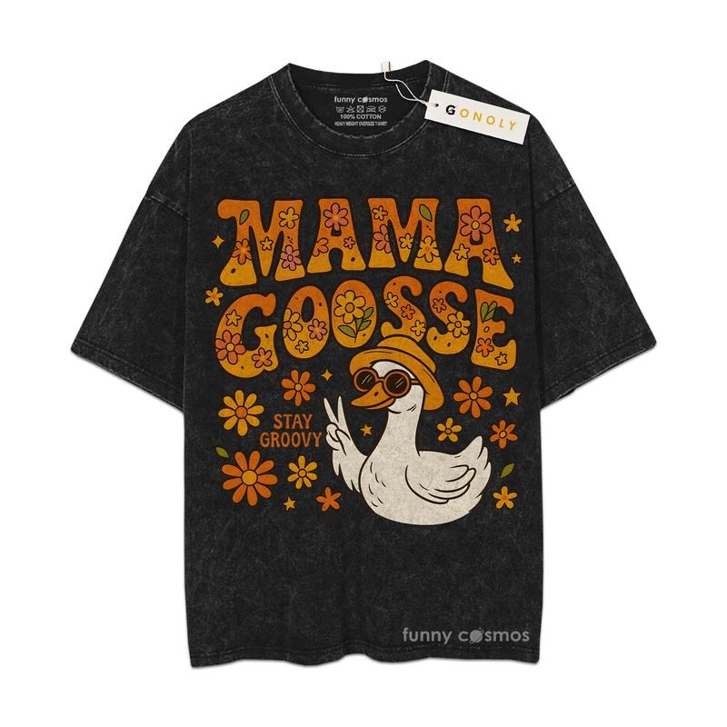 Mineral Wash  Mama Goosse Gifts For Mom, Mom Life, Mother Day Graphic Washed Style TShirt