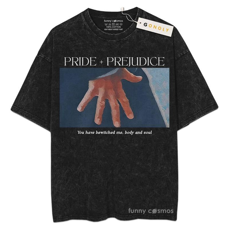 Mineral Wash  Pride And Prejudice Hand Flex Scene Y2K 90S For Fans Lover Book, Bookish, Graphic Washed Style Shirt