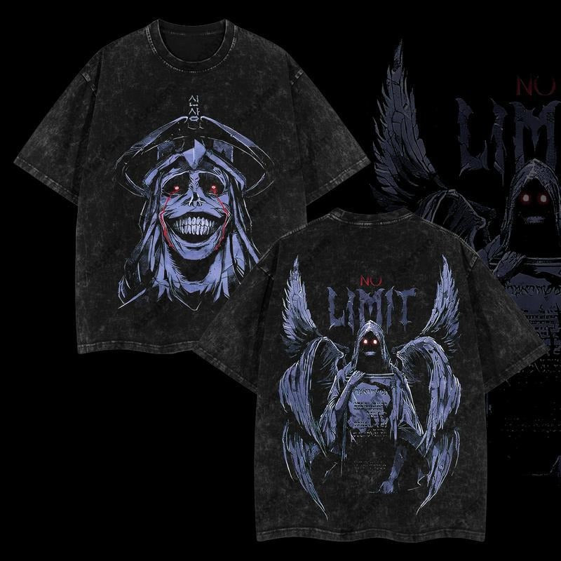 Mineral Wash  Statue Of God No Solo Leveling Retro Vintage Unisex Oversize Anime Manga Washed Heavyweight Cotton TShirt, Anime Merch, Gift For Anime Fans, Weeaboo