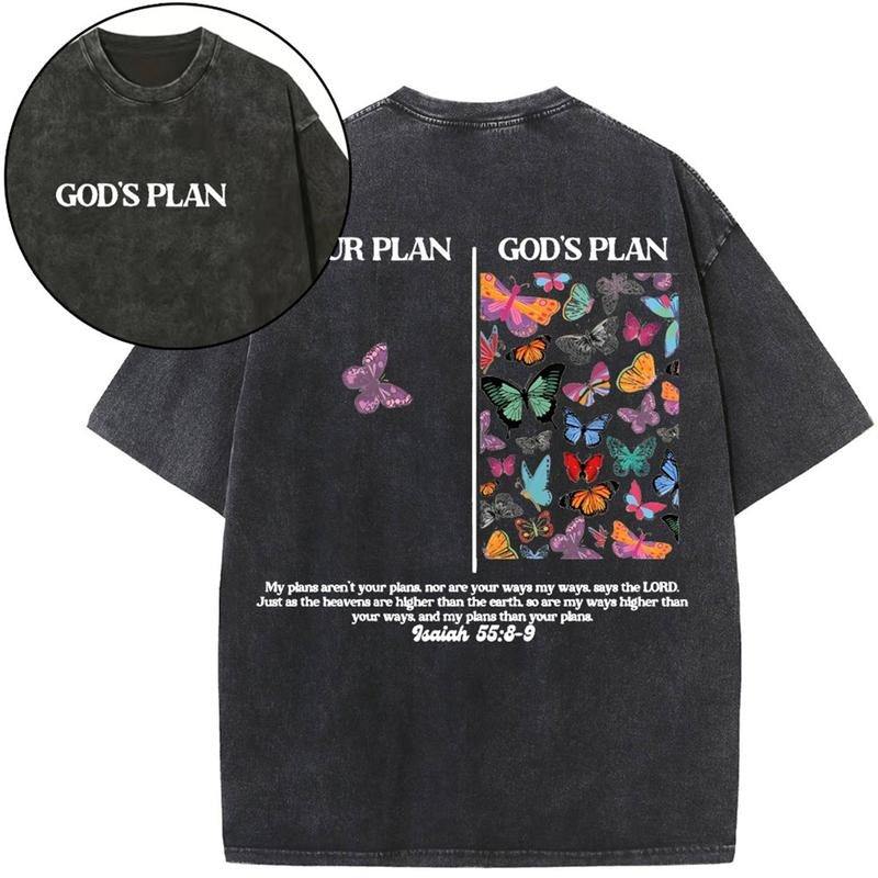 Mineral Wash  Your Plan And Gods Plan Christian Washed TShirt Jesus Graphic Washed Style Shirt
