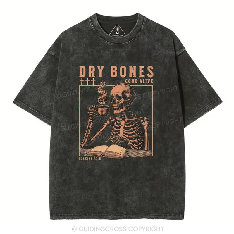 Mineral Wash Shirt Dry Bones Come Alive Christian Washed Shirt Jesus Graphic Style Shirt Casual Crewneck