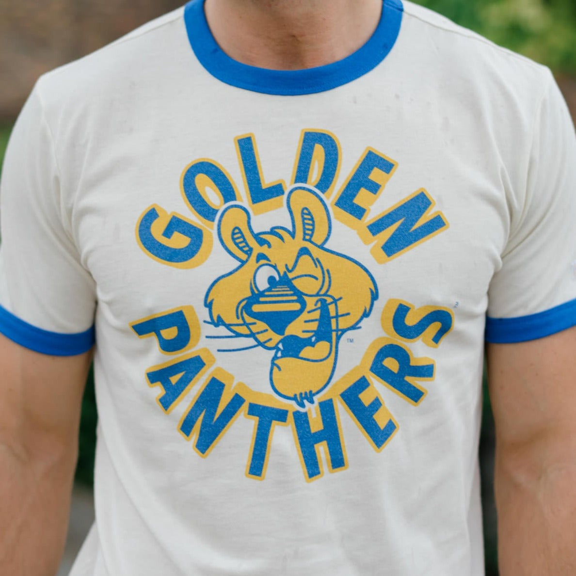 Pitt Vintage Golden Panthers Winking ROC Ringer Tee Style001