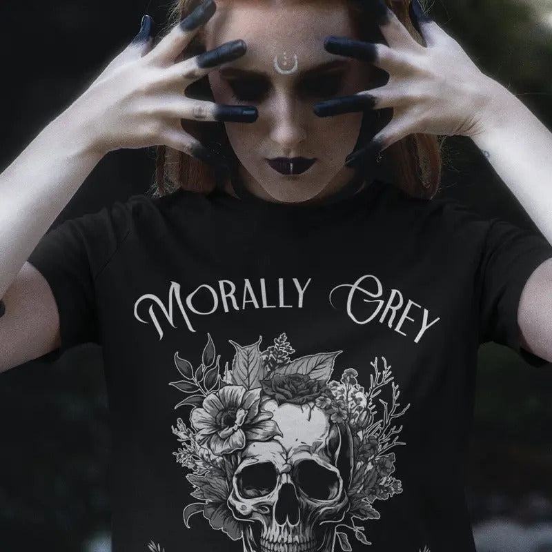 Morally Grey Is My Favourite Colors T-Shirt, Booktok Merch, Dark Romance Reader Sweatshirt, Smut Reader, Bookish Merch, Book Lover Gift Womenswear Soft Crewneck Pullover Long Sleeves Graphic Fabric Sweater