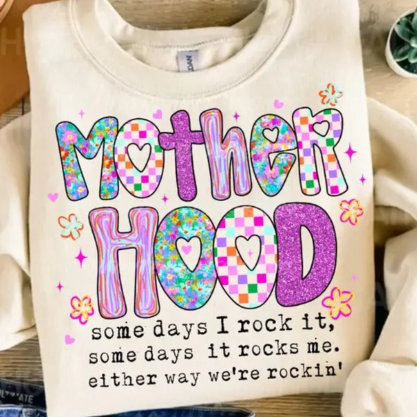 Motherhood Coquette Bow Checker Shirt, Neon Mother hood Shirt, Funny Mom