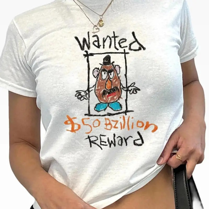 Mr Potato Head Baby Tee, Spud Toy Story Baby Tee, Wanted Reward Spud Potato T-Shirt, Funny Cartoon Baby Tee