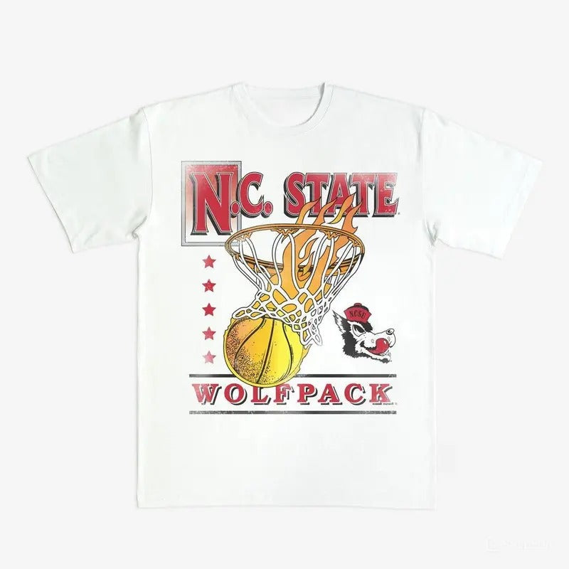 NC State Hoops Heavy Tee, NCAA Shirt, Graphic Tee, Full Size, Full Color, Perfect Gift for Men, for Women Menswear Top Casual