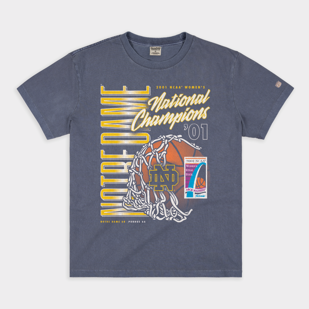 Notre Dame Women's Basketball 2001 NCAA Champions Heavyweight Tee Style001