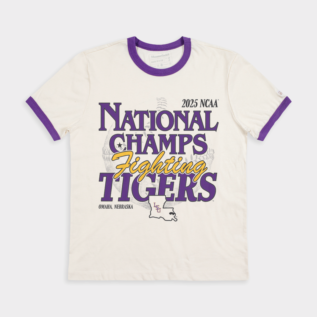 LSU 2025 Baseball National Champs Ringer Tee Style001
