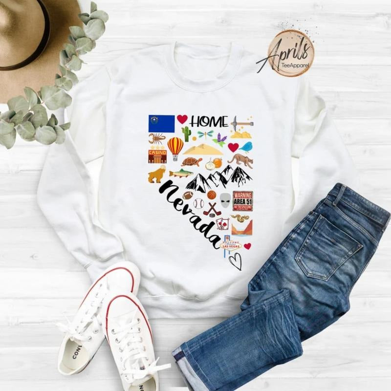 Nevada Sweatshirt, Nevada Hoodie, State Shirt Classic Fashion