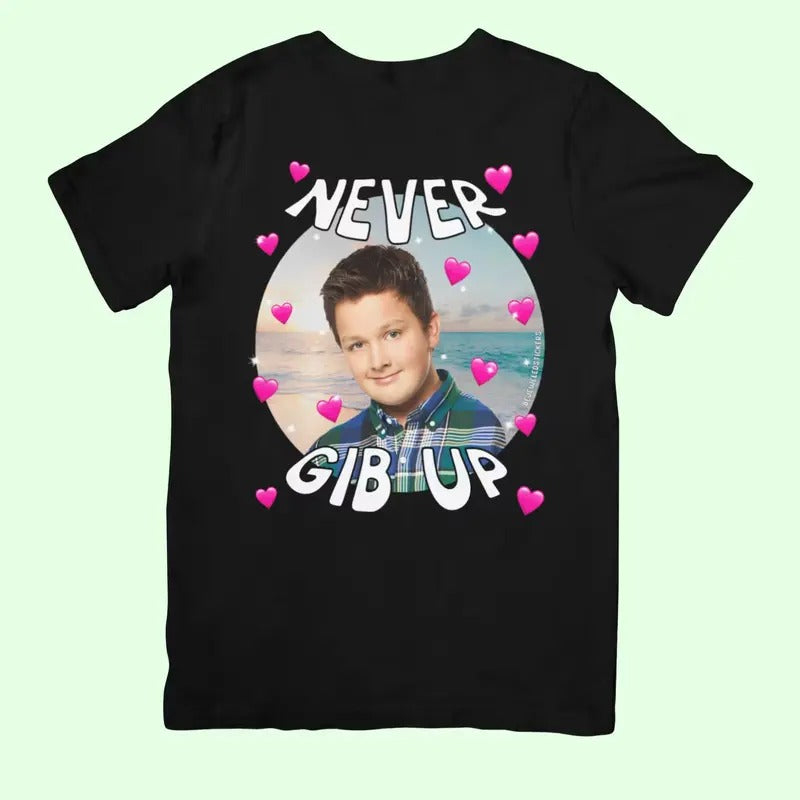 Never Gib Up Funny Cute Meme Gen Z T-Shirt Menswear Top