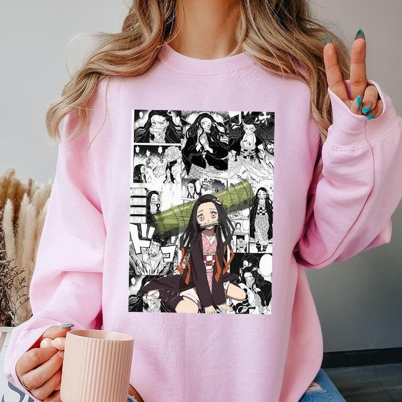 Nezuko Anime Manga style Sweatshirt, Nezuko Kamado Sun Breathing Shirt Hoodie, To The Hashira Traing Sweatshirt Hoodie, Kimetsu No Yaiba Merch, Demon Slayer Outfit, Anime lover Gift, Christmas Gift