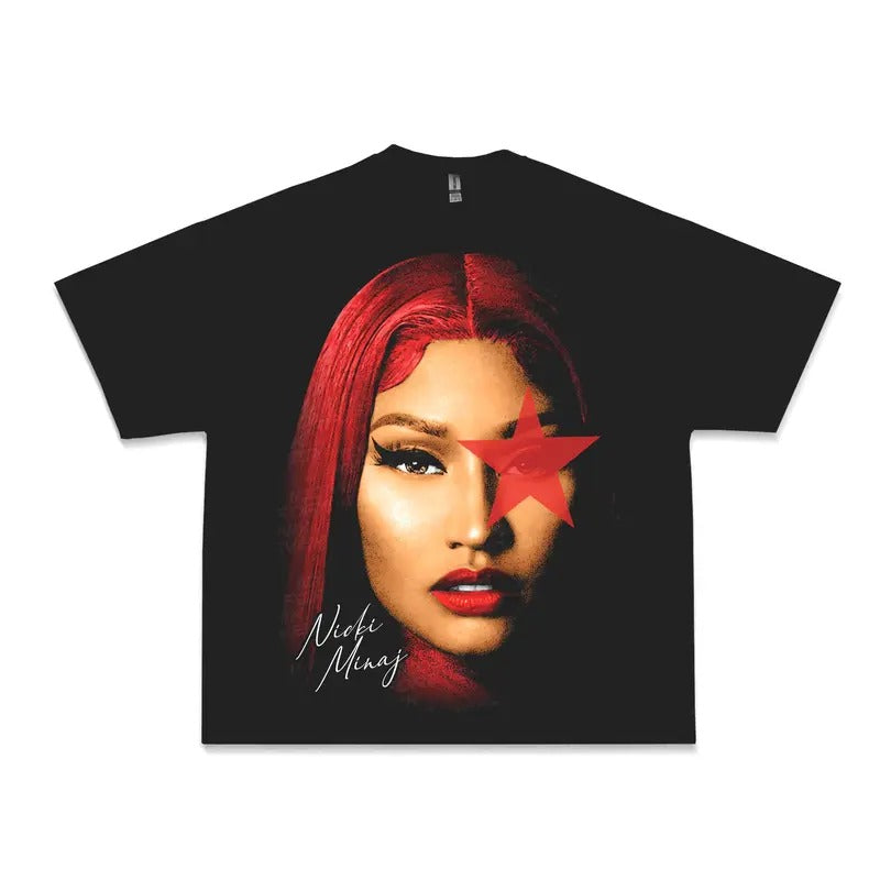Nicki Red Star Graphic Tee Shirt, Rap Streetwear Gifts