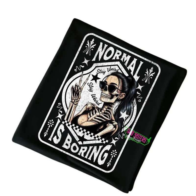 Normal Is Boring - Stay Wierd Crewneck Sweatshirt, T Shirt, Hoodie Grunge Aesthetic Pullover | Casual, Streetwear Cotton Fit, Skulls Vintage Graphic