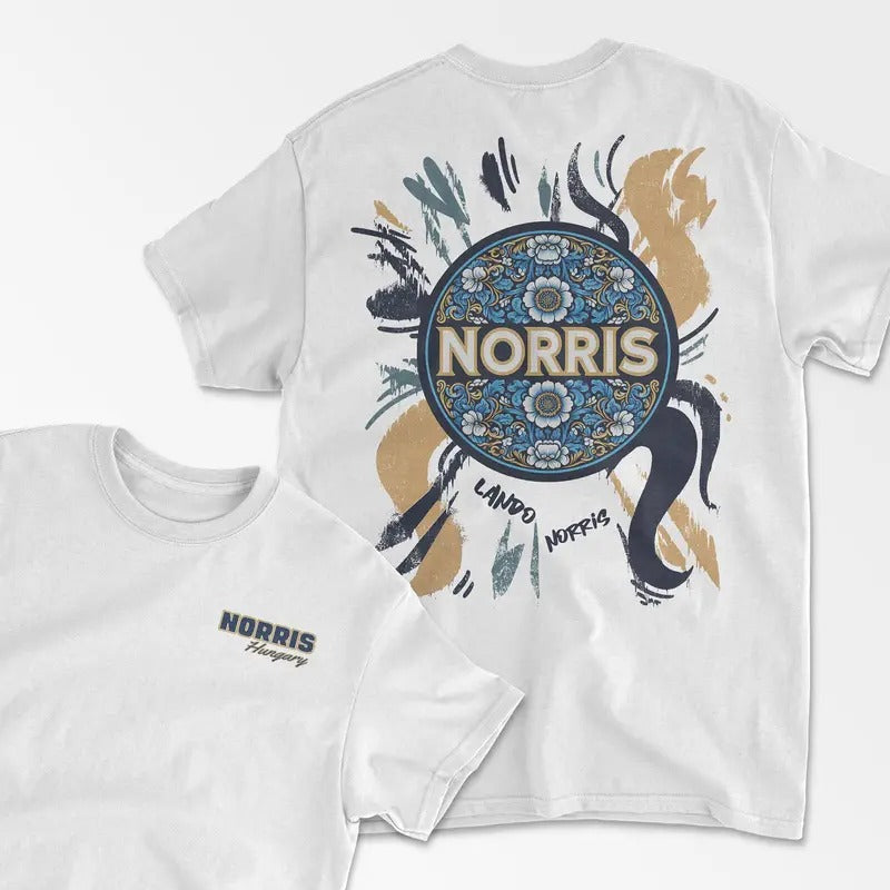 Norris Inspired T-Shirt, Hungary Racing Circuit Shirt, Motorsport Gift, Racing Driver Shirt, Porcelain Vintage Style Race Shirt, Car Merch, Menswear