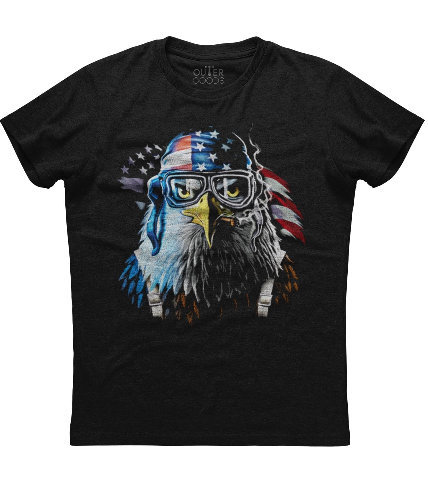 Aviator Eagle American Flag T-Shirt (O)