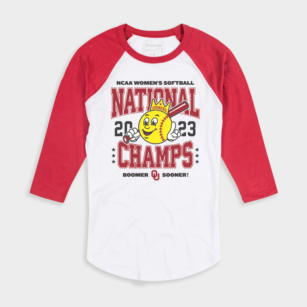 Oklahoma 2023 Softball WCWS Champions Baseball Tee Style001