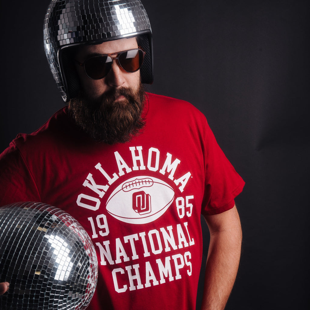 Oklahoma Football 1985 National Champions Disco Logo Tee Style001