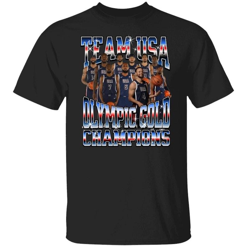 Olympic Gold Champions T-Shirt - LeBron James, Kevin Durant, Steph Curry, Anthony Edwards