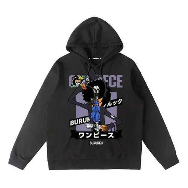 One Piece Brook Hoodie  Anime Graphic Design Top Comfortable Unisex Tees