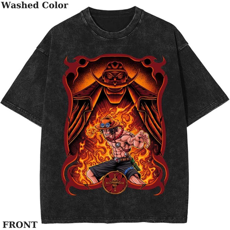 One Piece Portgas D. Ace Vintage Graphic Tee, Anime One Piece Shirt, Anime Shirt, vintage clothing, Womenswear Cotton Top Streetwear
