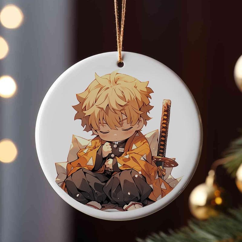 Ornament Zenitsu for Christmas, Demon Slayer Ornament, Kimetsu No Yaibai Gift, The anime hanger Christmas Tree, Christmas Gift, Anime Christmas Gift