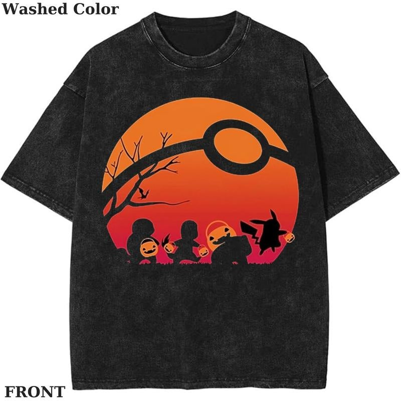 POKEMON SILHOUTTE halloween Graphic Shirt, Pokemon T-Shirt, PKM Shirt, Anime Funny Shirt, Vintage Tee Menswear Womenswear Streetwear Cotton Comfort
